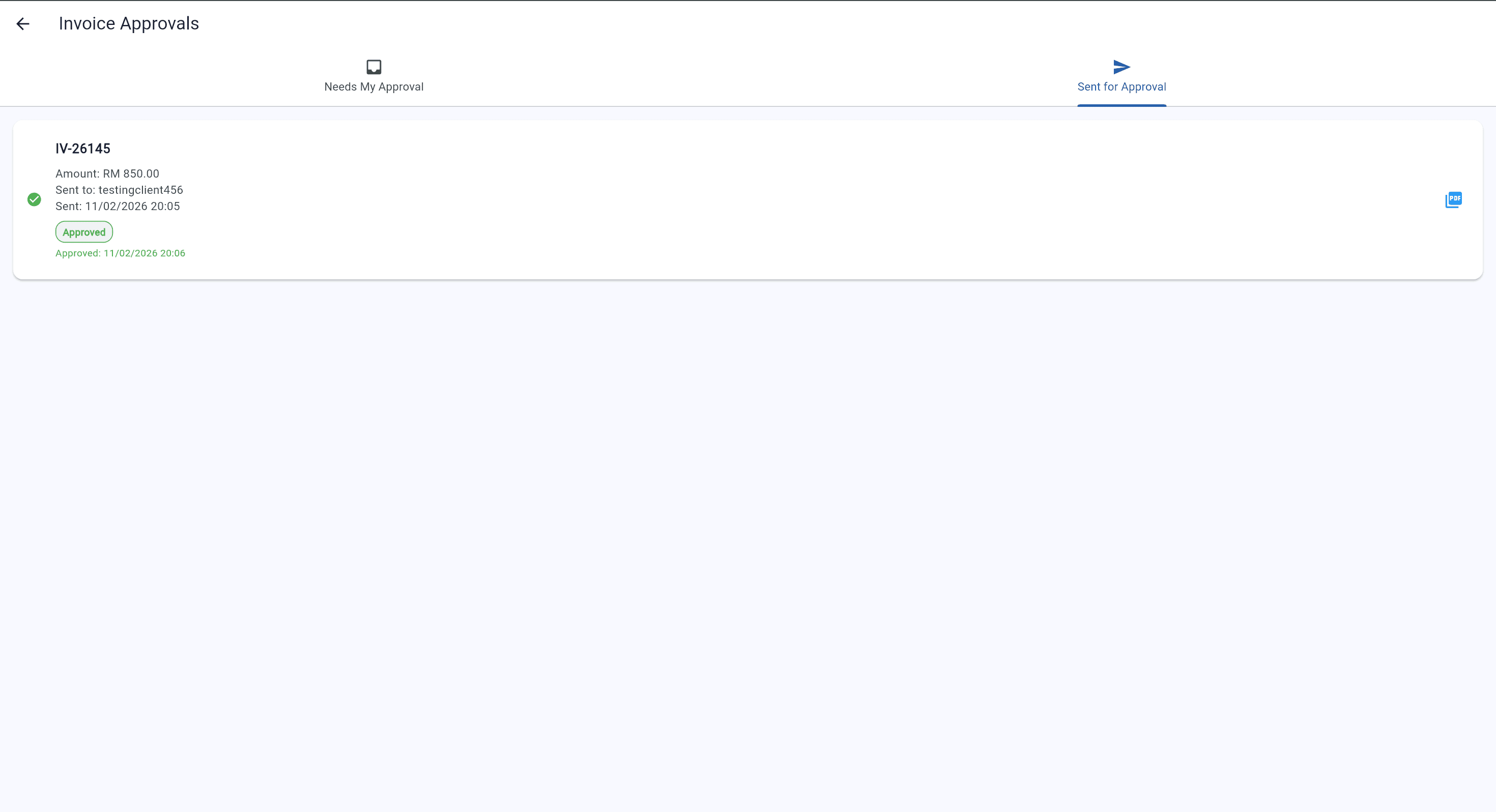 Invoice approval workflow for corporate accounts