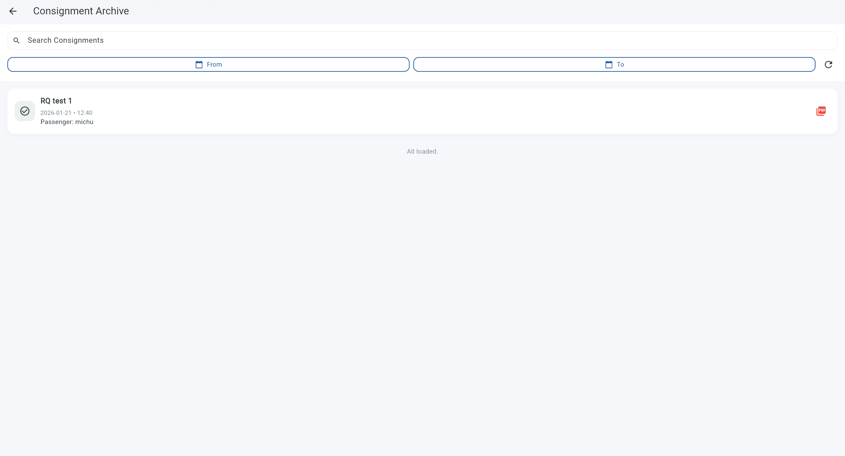Digital consignment note archive and PDF export